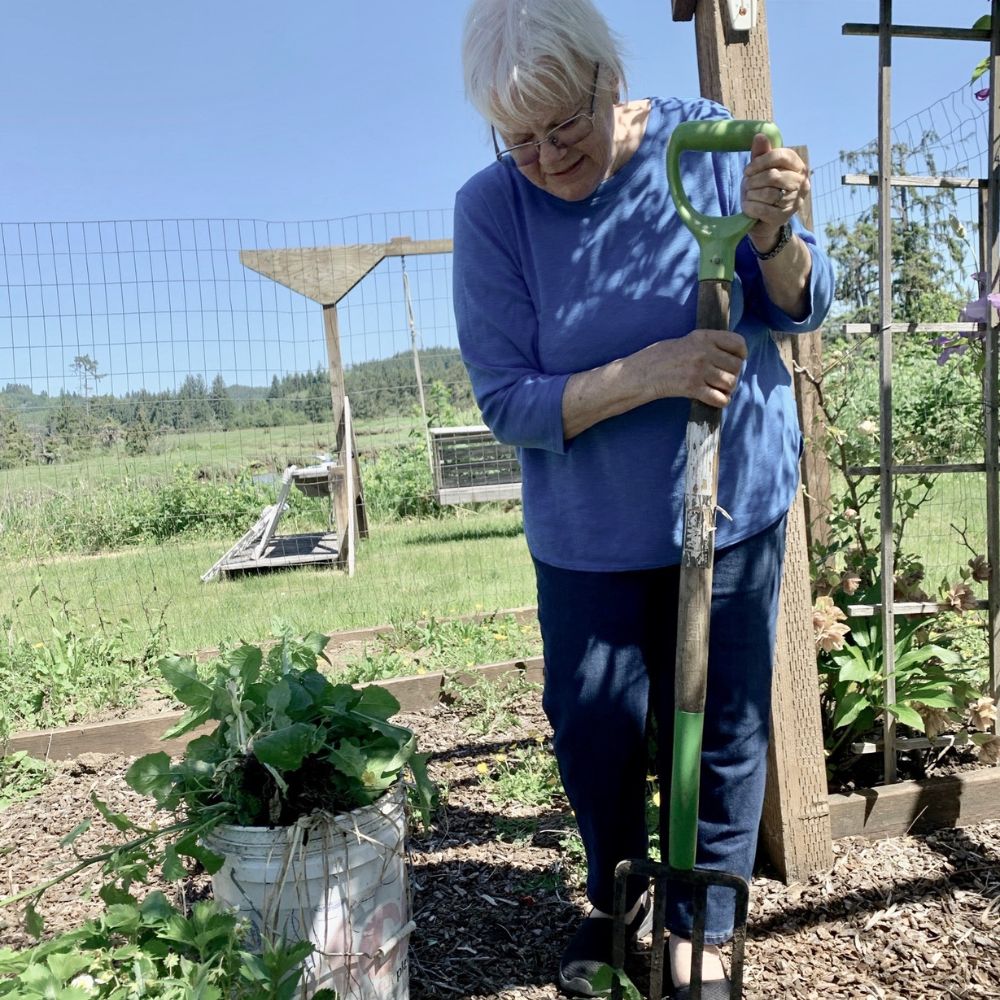 mom with fork